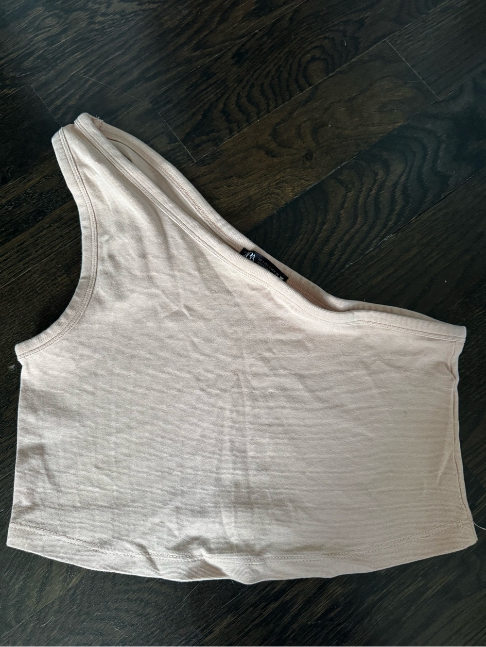 ZARA One-Shoulder Crop Tank Top - Nude